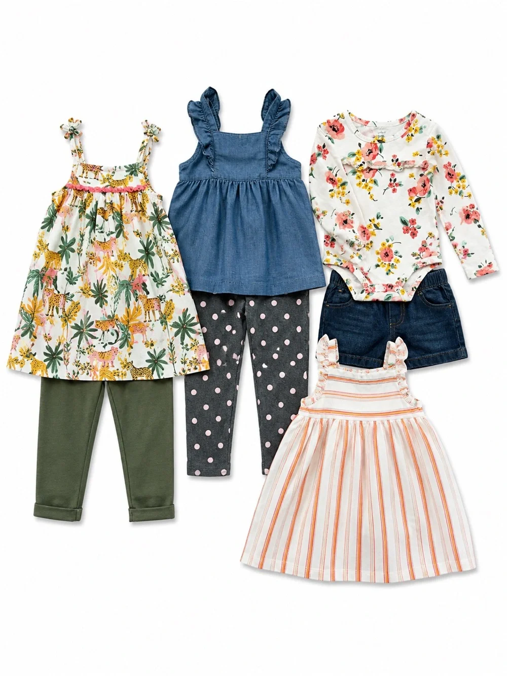 Toddler Girl Carter’s Clothing Bundle Dresses Leggings Shorts 8 Pieces 24M & 2T